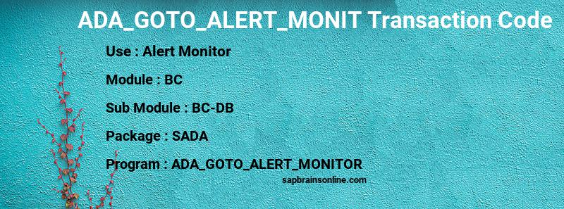 SAP ADA_GOTO_ALERT_MONIT transaction code