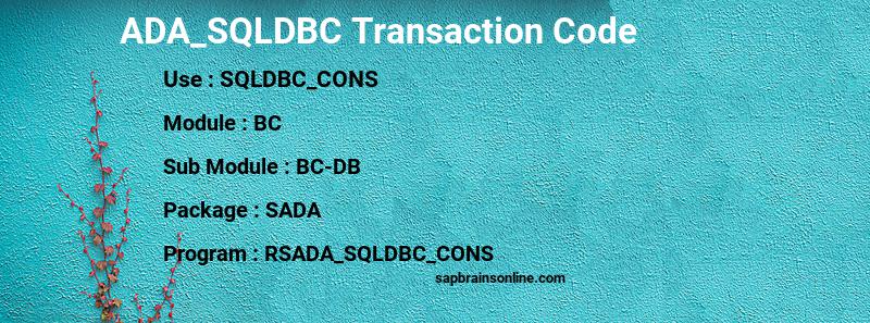 SAP ADA_SQLDBC transaction code