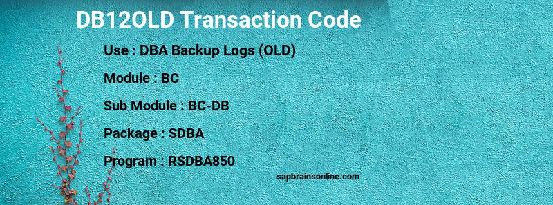 SAP DB12OLD transaction code