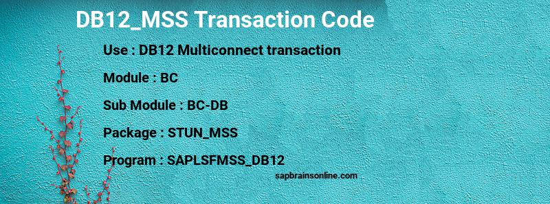 SAP DB12_MSS transaction code