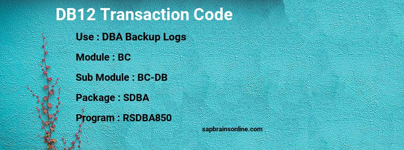SAP DB12 transaction code