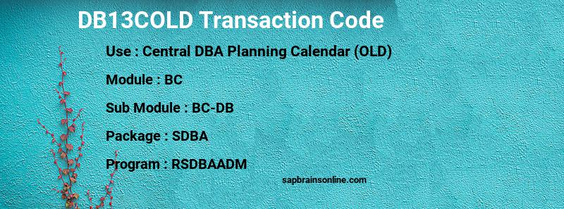 SAP DB13COLD transaction code