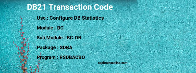 SAP DB21 transaction code