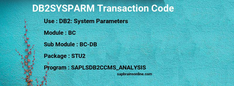SAP DB2SYSPARM transaction code