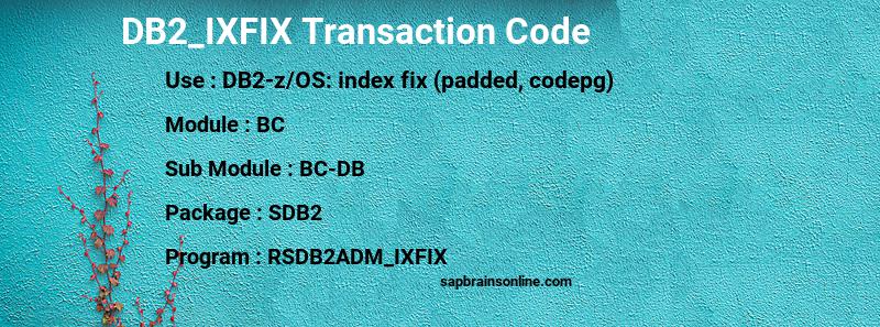 SAP DB2_IXFIX transaction code