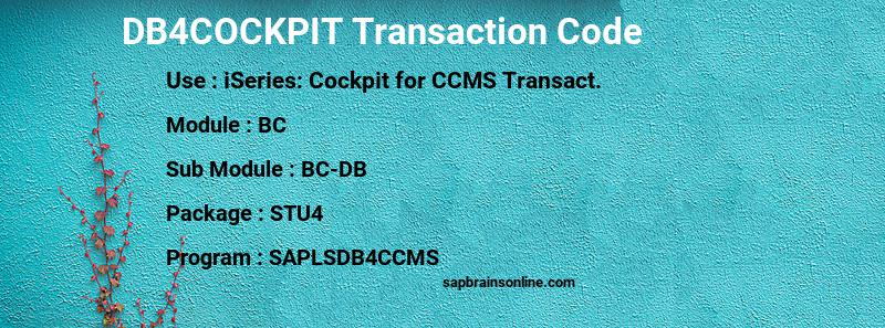 SAP DB4COCKPIT transaction code