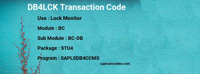 SAP DB4LCK transaction code