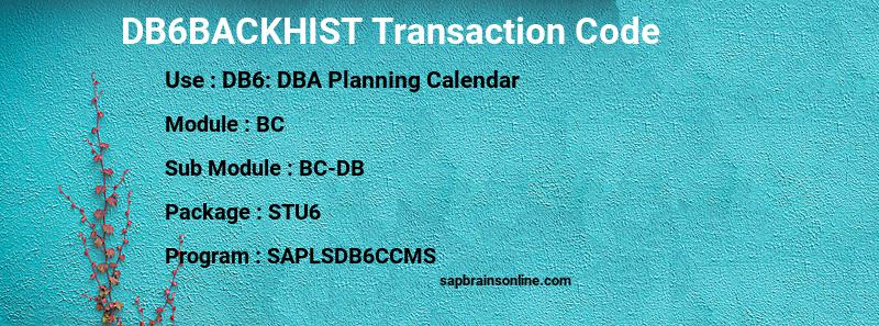 SAP DB6BACKHIST transaction code