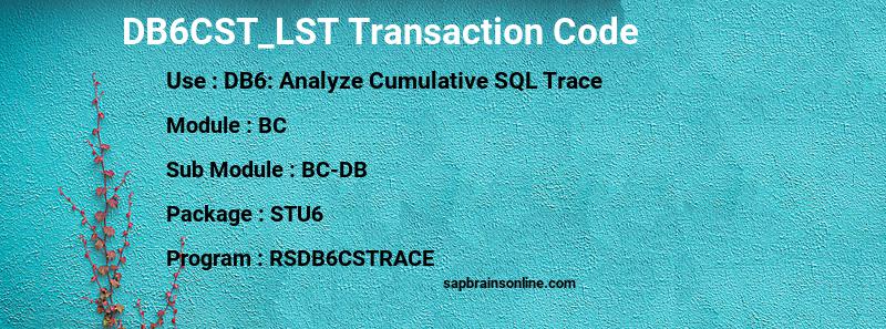 SAP DB6CST_LST transaction code