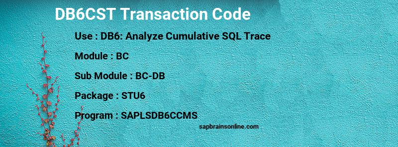 SAP DB6CST transaction code