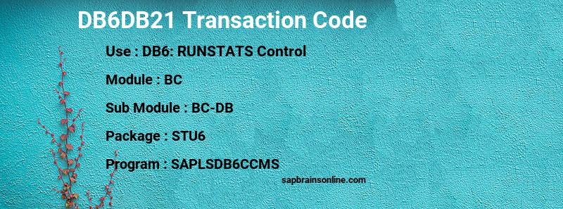 SAP DB6DB21 transaction code
