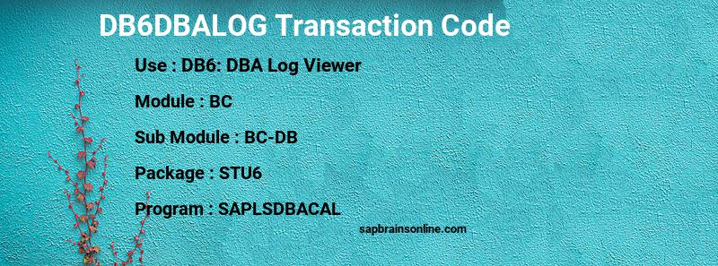 SAP DB6DBALOG transaction code