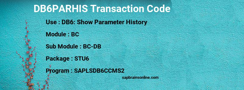 SAP DB6PARHIS transaction code