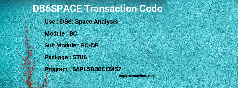 SAP DB6SPACE transaction code
