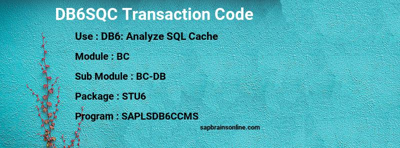 SAP DB6SQC transaction code