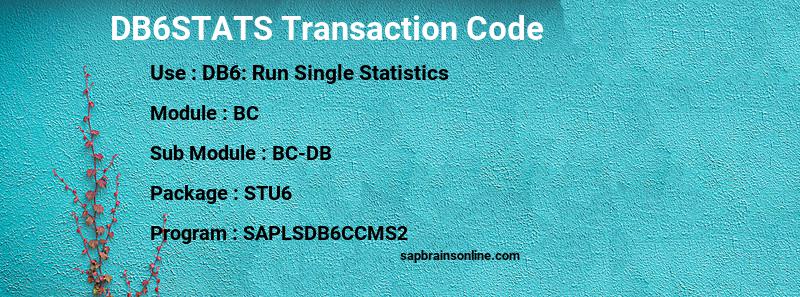 SAP DB6STATS transaction code
