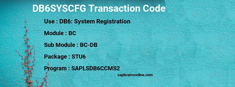 SAP DB6SYSCFG transaction code