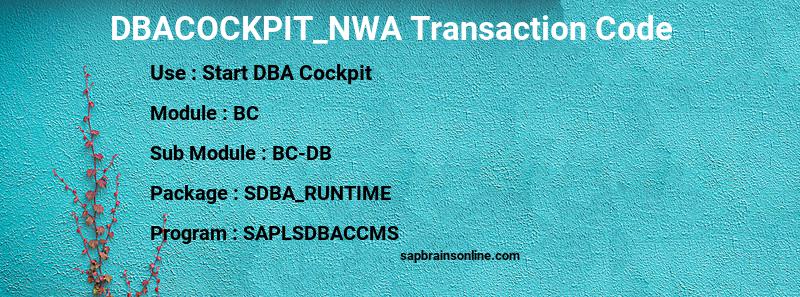 SAP DBACOCKPIT_NWA transaction code
