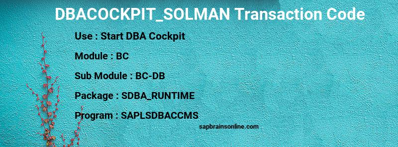 SAP DBACOCKPIT_SOLMAN transaction code