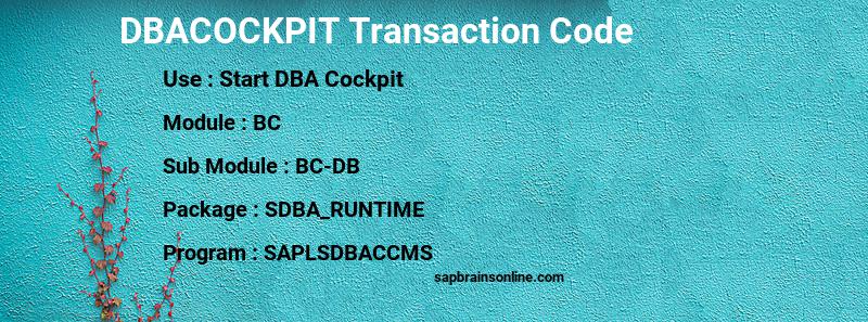 SAP DBACOCKPIT transaction code