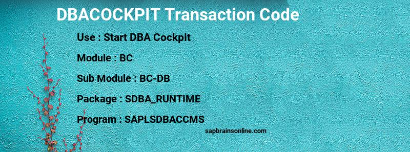 SAP DBACOCKPIT transaction code