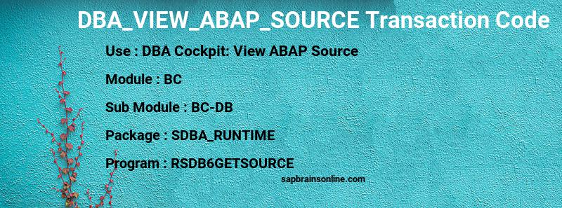 SAP DBA_VIEW_ABAP_SOURCE transaction code