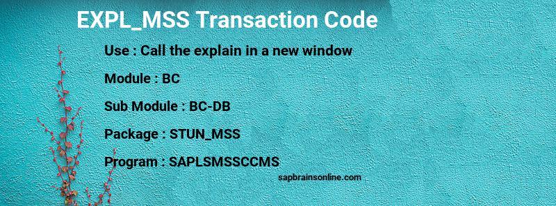 SAP EXPL_MSS transaction code
