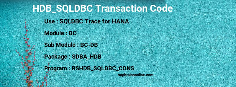 SAP HDB_SQLDBC transaction code