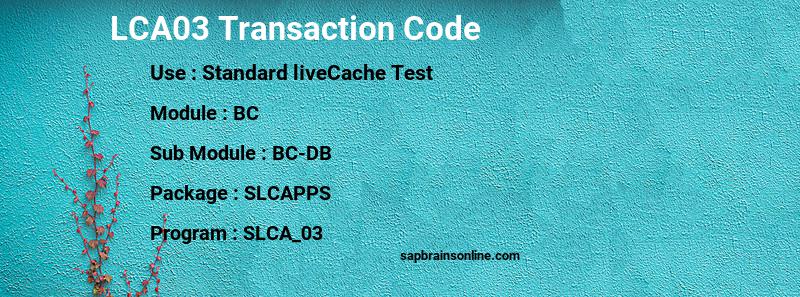 SAP LCA03 transaction code