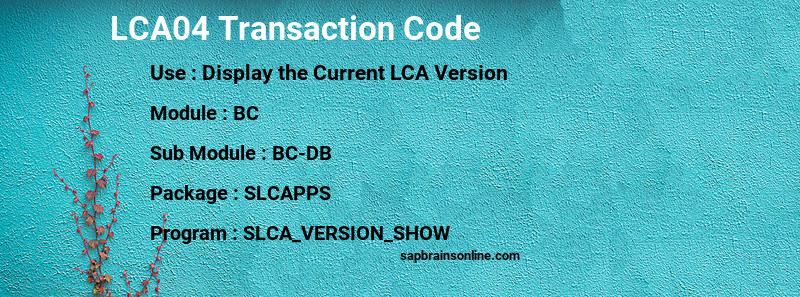 SAP LCA04 transaction code