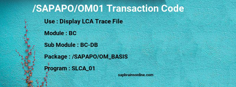 SAP /SAPAPO/OM01 transaction code