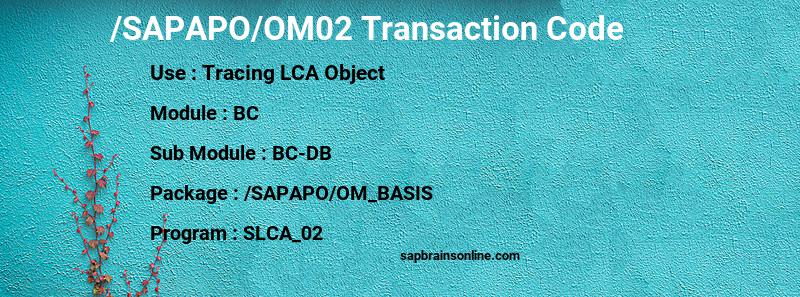 SAP /SAPAPO/OM02 transaction code