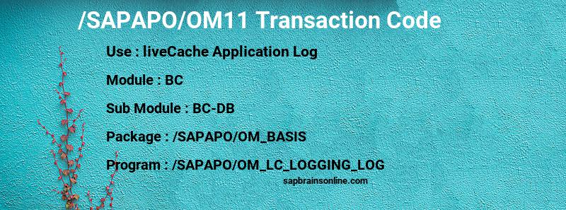 SAP /SAPAPO/OM11 transaction code