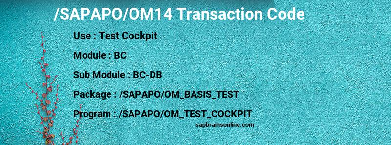 SAP /SAPAPO/OM14 transaction code