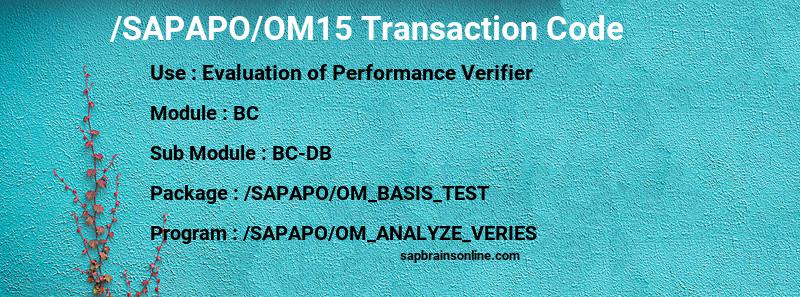 SAP /SAPAPO/OM15 transaction code