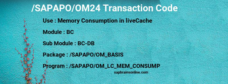 SAP /SAPAPO/OM24 transaction code