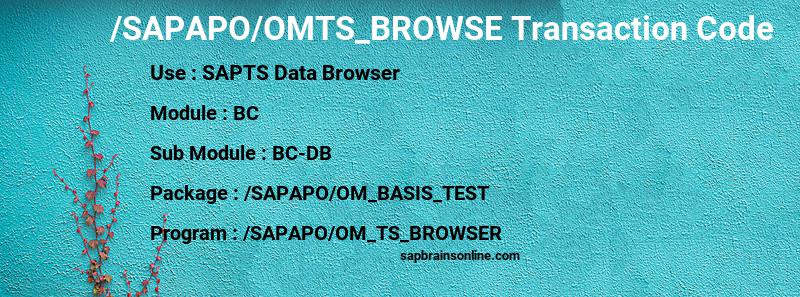SAP /SAPAPO/OMTS_BROWSE transaction code