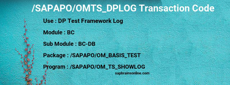 SAP /SAPAPO/OMTS_DPLOG transaction code