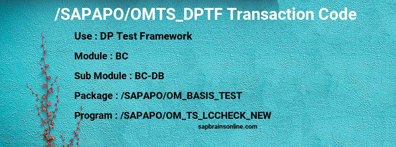 SAP /SAPAPO/OMTS_DPTF transaction code