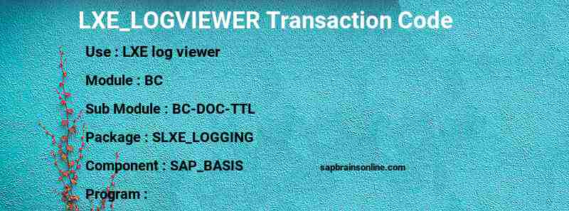 SAP LXE_LOGVIEWER transaction code