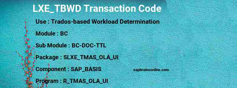 SAP LXE_TBWD transaction code