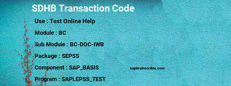 SAP SDHB transaction code