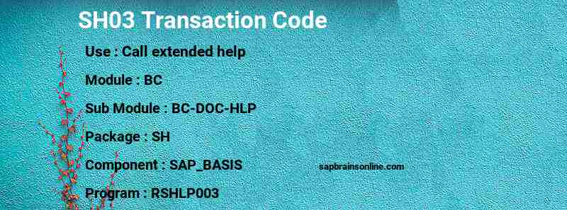 SAP SH03 transaction code