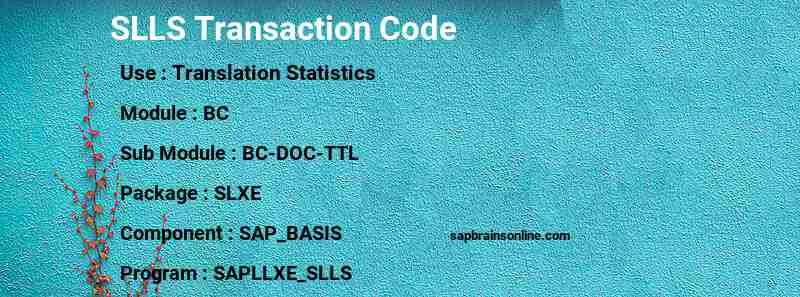 SAP SLLS transaction code