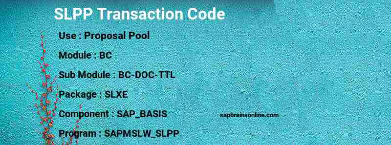 SAP SLPP transaction code