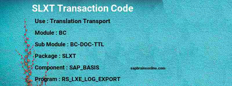 SAP SLXT transaction code