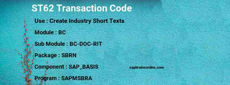 SAP ST62 transaction code
