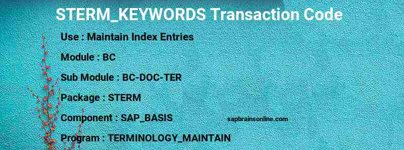 SAP STERM_KEYWORDS transaction code