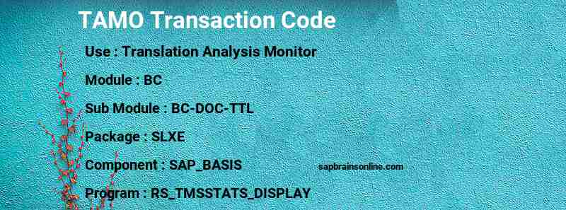 SAP TAMO transaction code