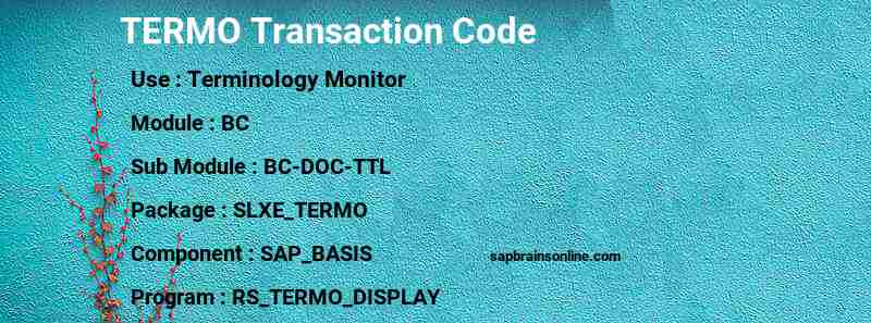 SAP TERMO transaction code